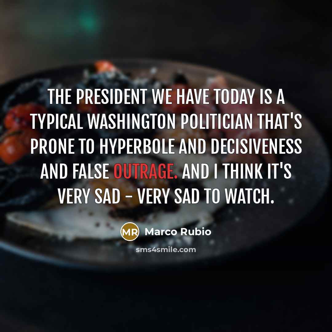 “The president we have today is a typical Washington politician…” quote by Marco Rubio