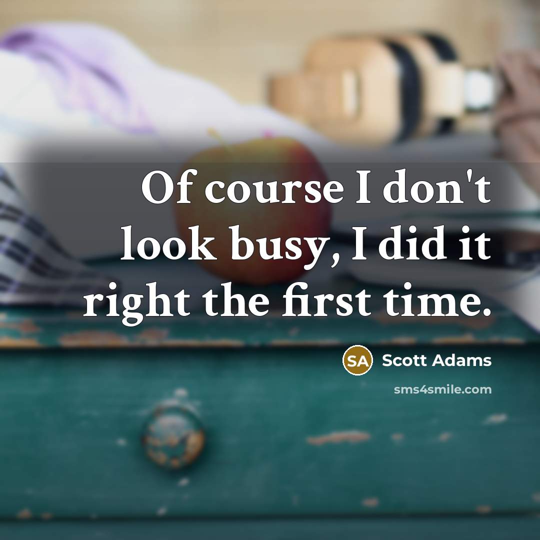 “Of course I don't look busy, I did it right…” quote by Scott Adams