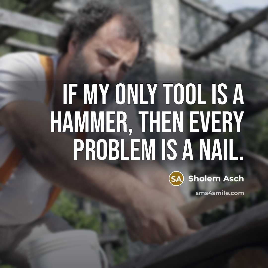 “If my only tool is a hammer, then every problem…” quote by Sholem Asch