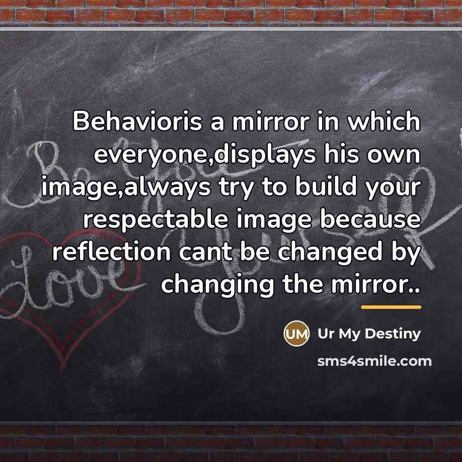 “Behavioris a mirror in which everyone,displays his own image,always try…” quote by Ur My Destiny