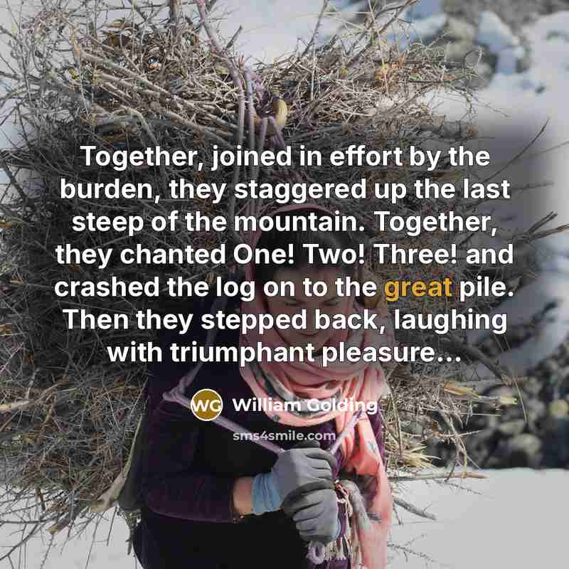 “Together, joined in effort by the burden, they staggered up…” quote by William Golding