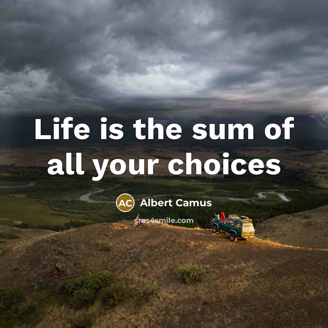 “Life is the sum of all your choices…” quote by Albert Camus