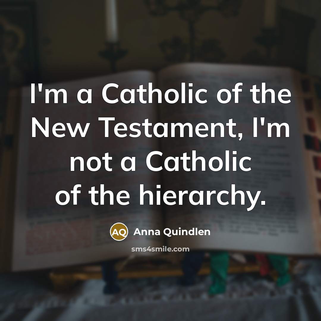 “I'm a Catholic of the New Testament, I'm not a…” quote by Anna Quindlen