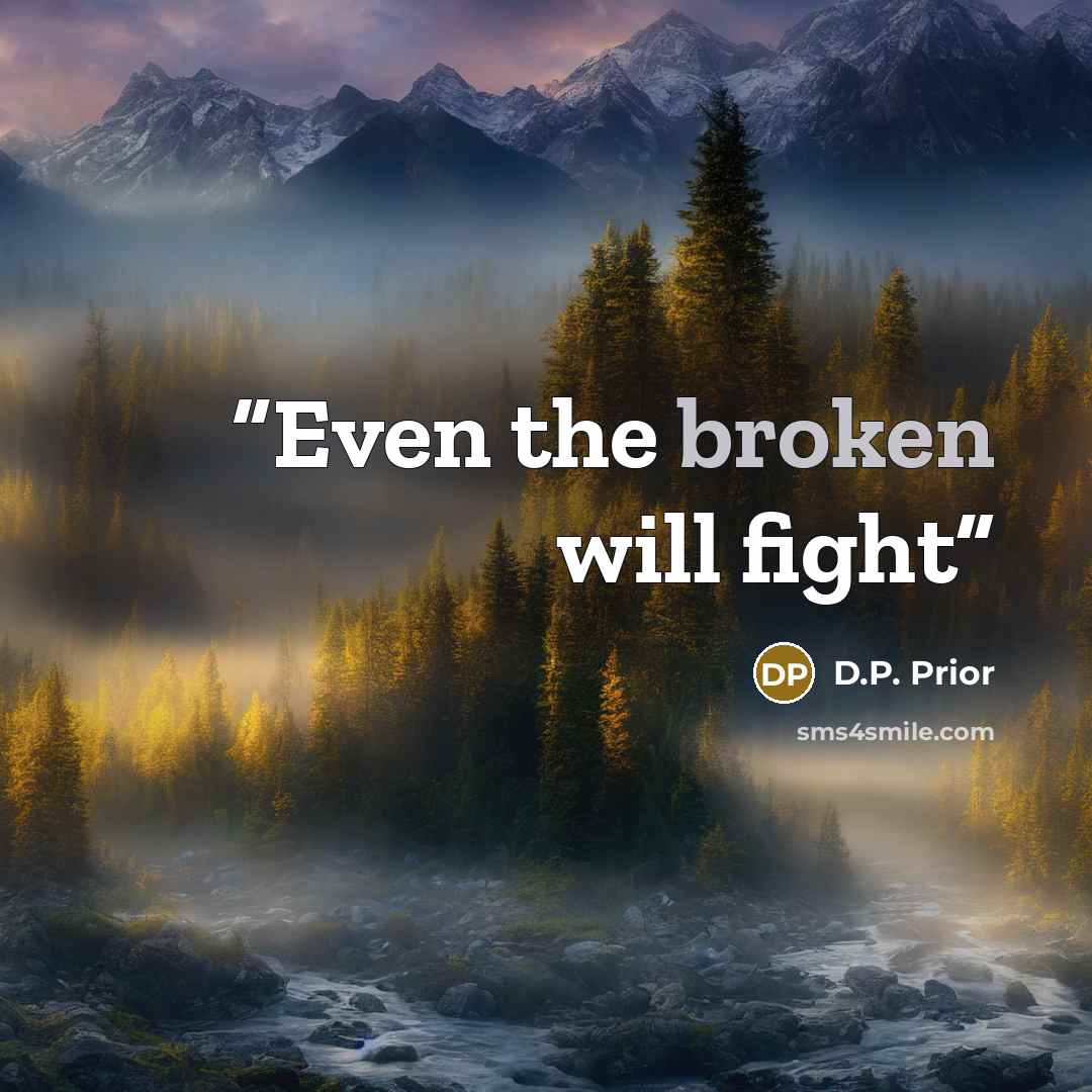 “Even the broken will fight” quote by D.P. Prior