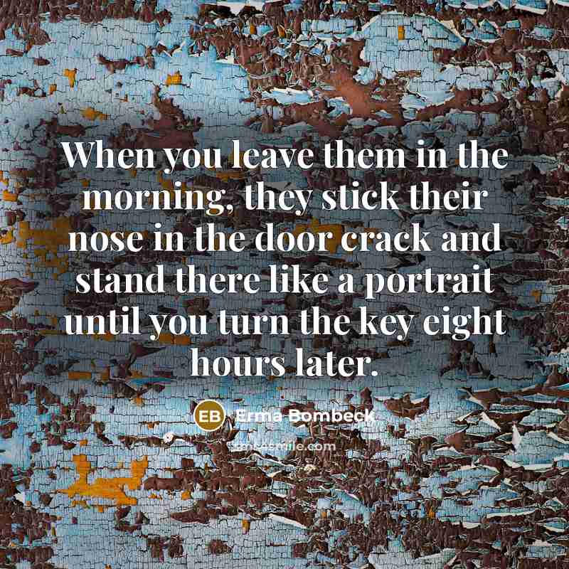 “When you leave them in the morning, they stick their…” quote by Erma Bombeck