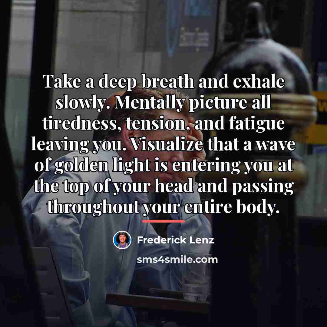 “Take a deep breath and exhale slowly. Mentally picture all…” quote by Frederick Lenz