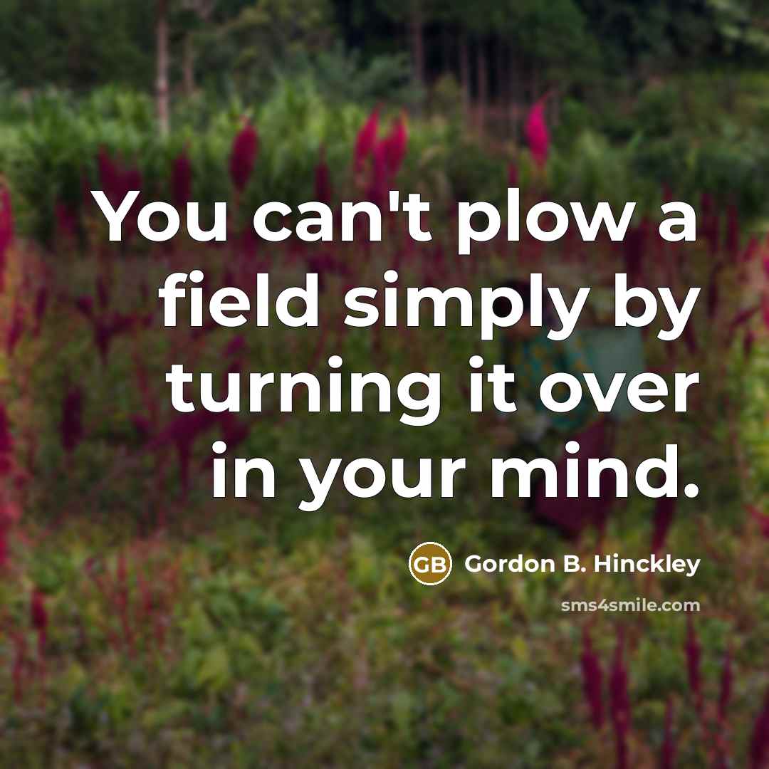 “You can't plow a field simply by turning it over…” quote by Gordon B. Hinckley