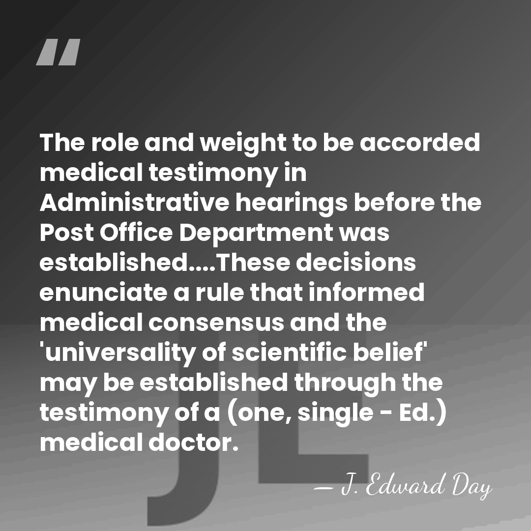 The role and weight to be accorded medical testimony in Administrative hearings&hellip; - J. Edward Day