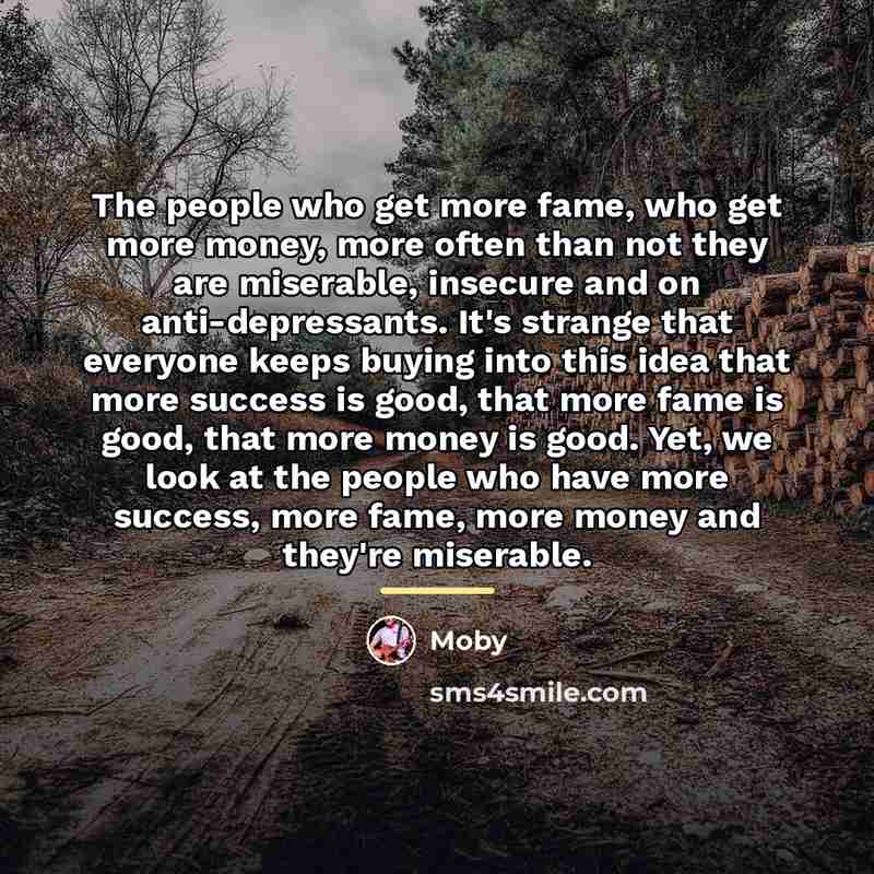 “The people who get more fame, who get more money,…” quote by Moby