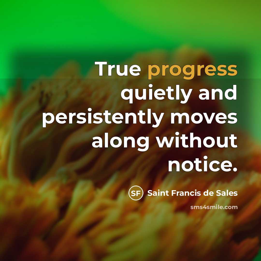 “True progress quietly and persistently moves along without notice.…” quote by Saint Francis de Sales