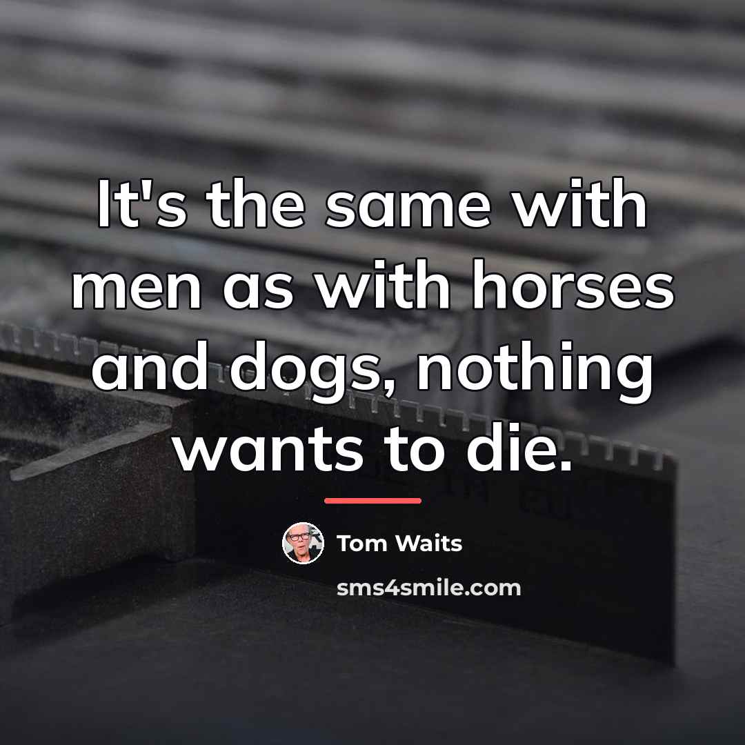 “It's the same with men as with horses and dogs,…” quote by Tom Waits