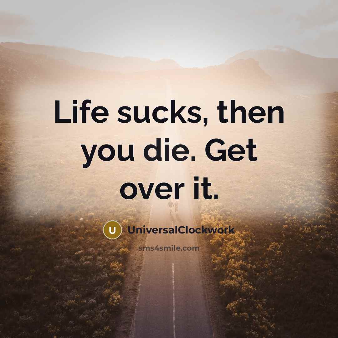 “Life sucks, then you die. Get over it.…” quote by Universalclockwork