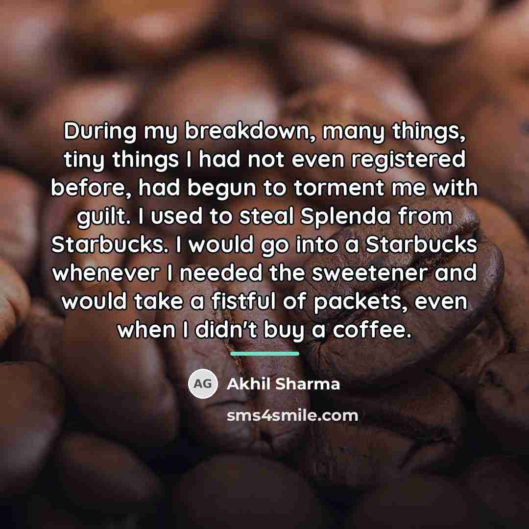 “During my breakdown, many things, tiny things I had not…” quote by Akhil Sharma