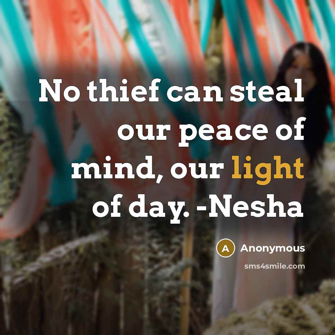 “No thief can steal our peace of mind, our light…” quote by Anonymous