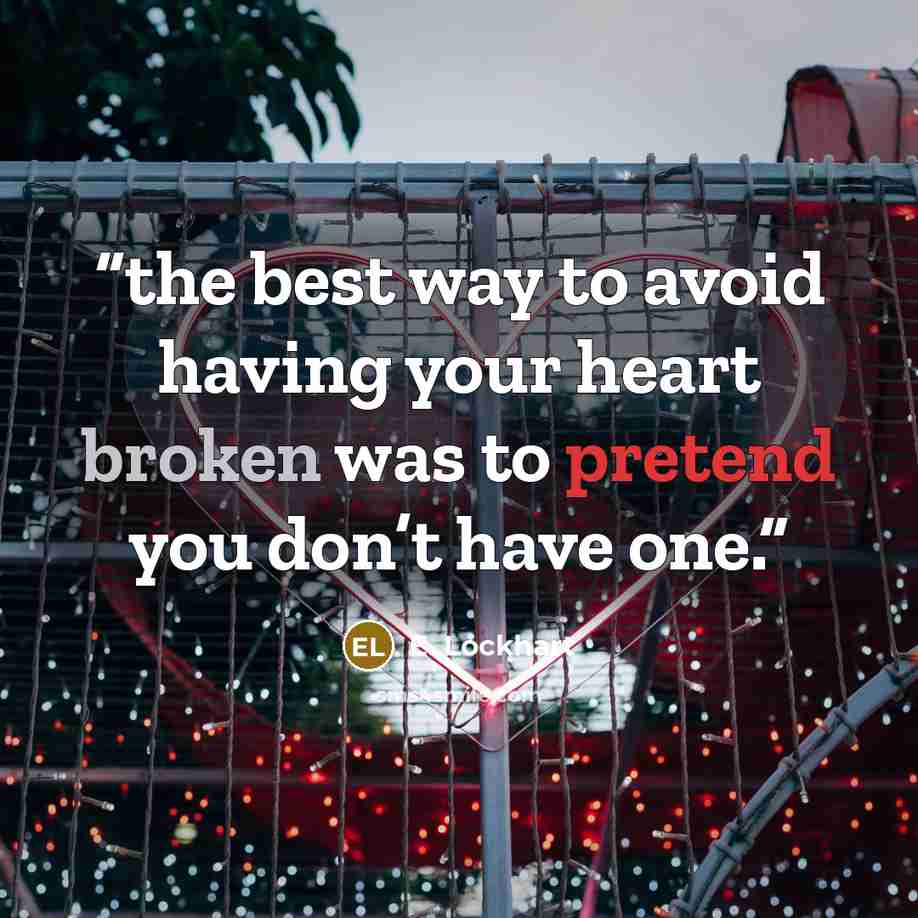 “the best way to avoid having your heart broken was to pretend you don’t have one.” quote by E. Lockhart