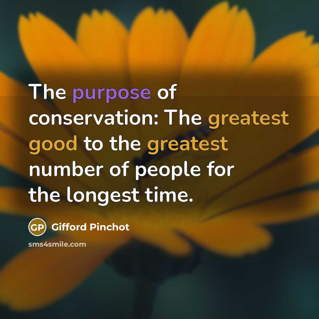 “The purpose of conservation: The greatest good to the greatest…” quote by Gifford Pinchot
