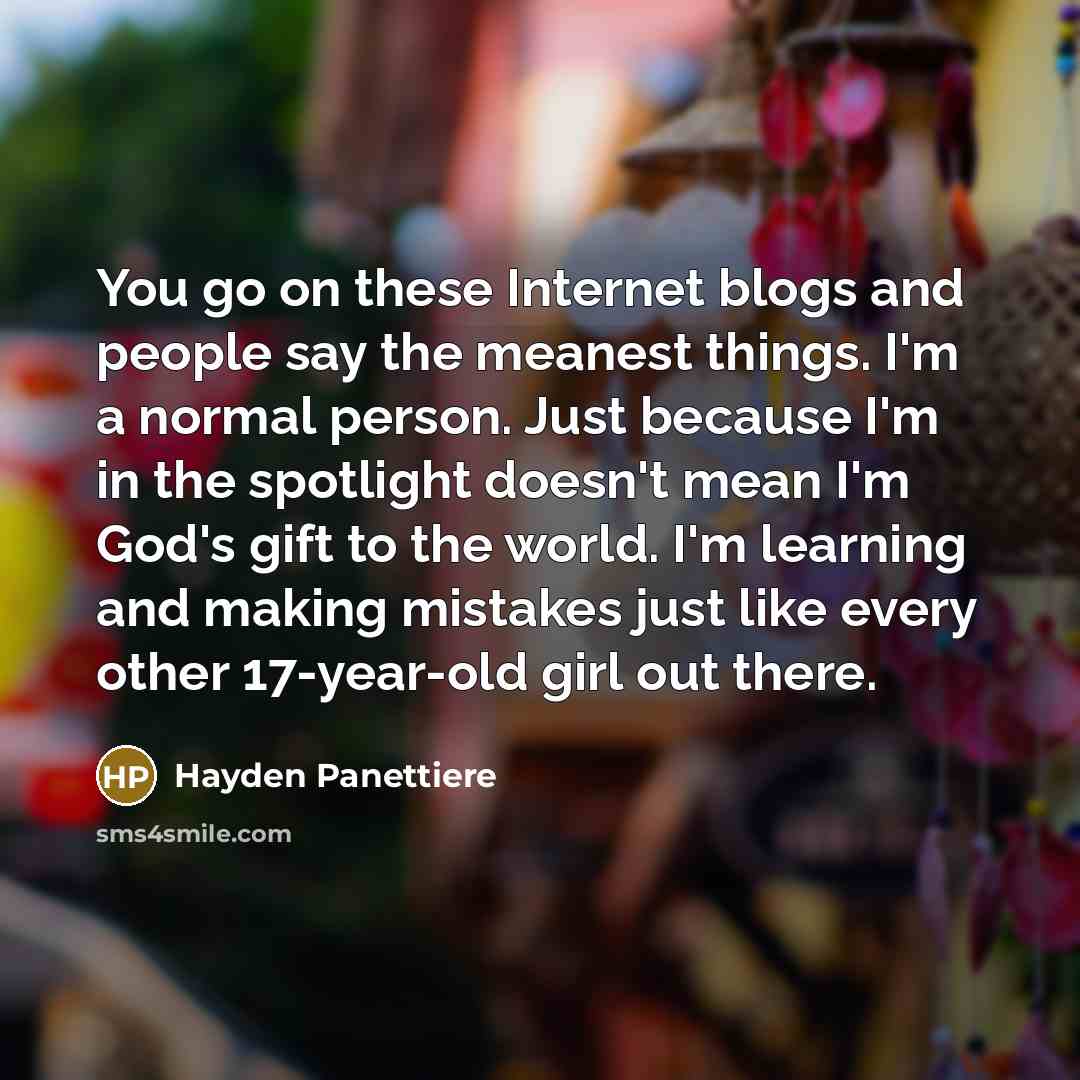 “You go on these Internet blogs and people say the…” quote by Hayden Panettiere