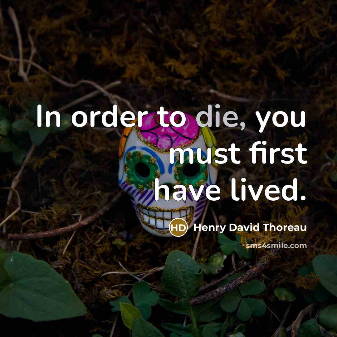 “In order to die, you must first have lived.” quote by Henry David Thoreau