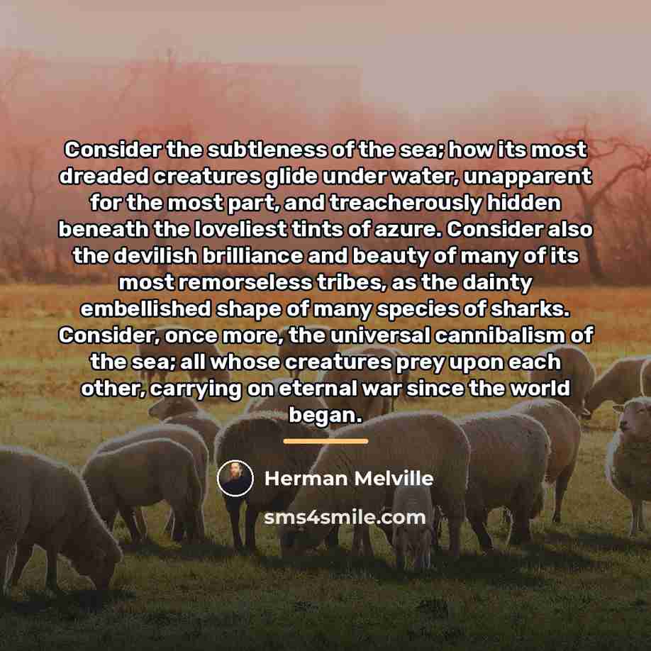 “Consider the subtleness of the sea; how its most dreaded…” quote by Herman Melville