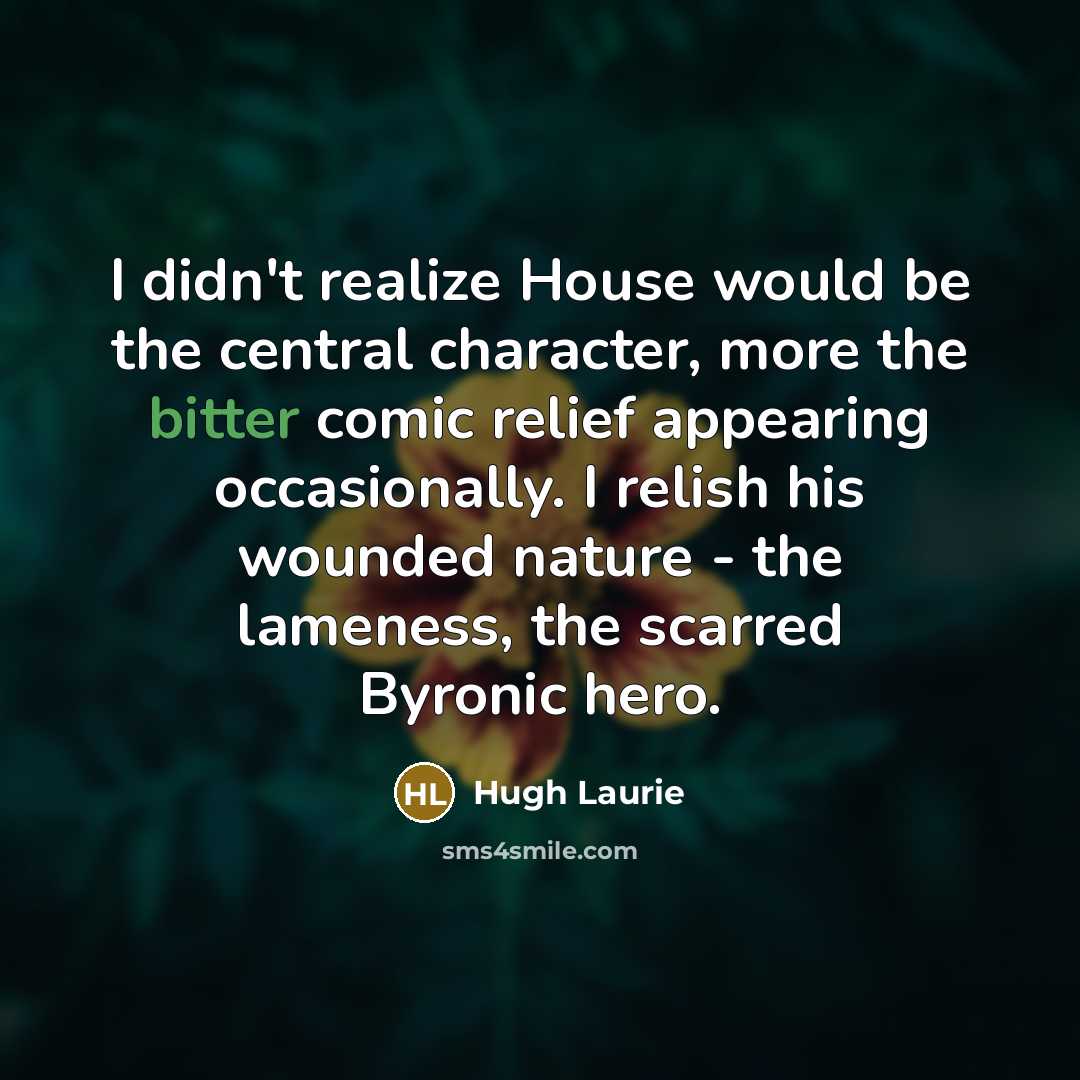 “I didn't realize House would be the central character, more…” quote by Hugh Laurie