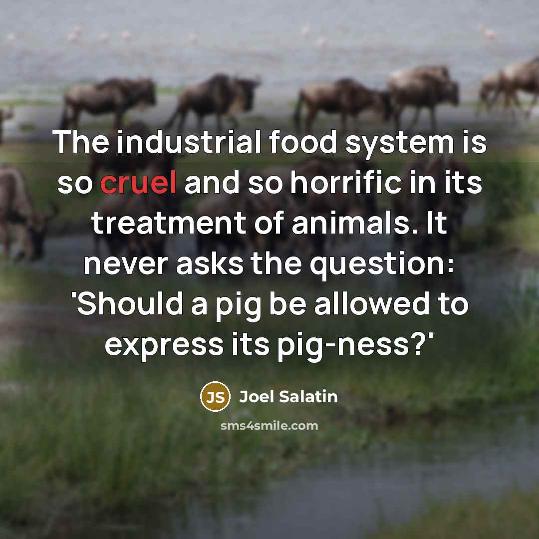 “The industrial food system is so cruel and so horrific…” quote by Joel Salatin