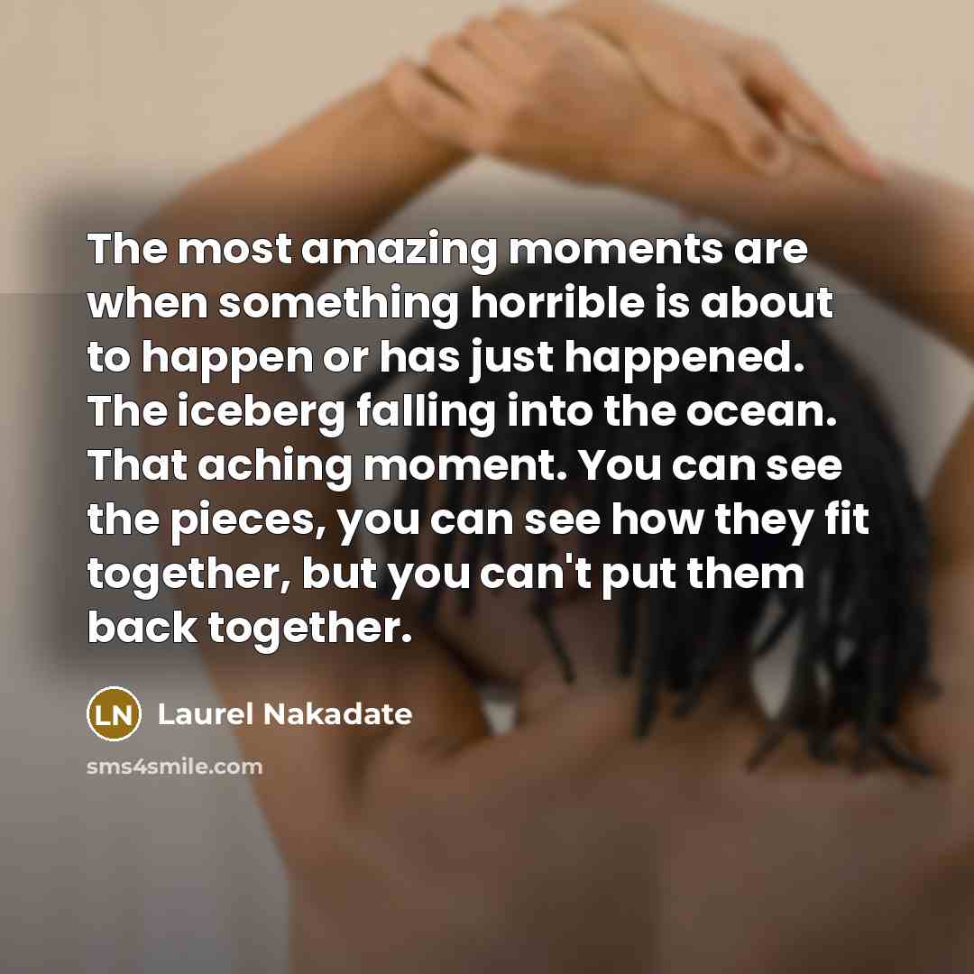 “The most amazing moments are when something horrible is about…” quote by Laurel Nakadate