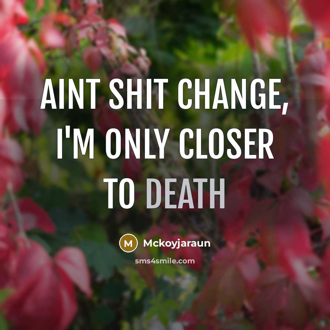 “Aint shit change, I'm only closer to death…” quote by Mckoyjaraun
