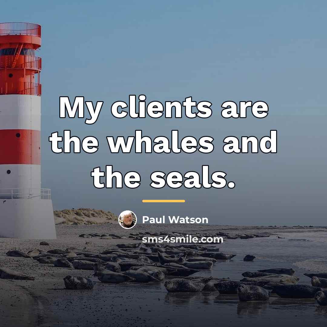 “My clients are the whales and the seals.…” quote by Paul Watson