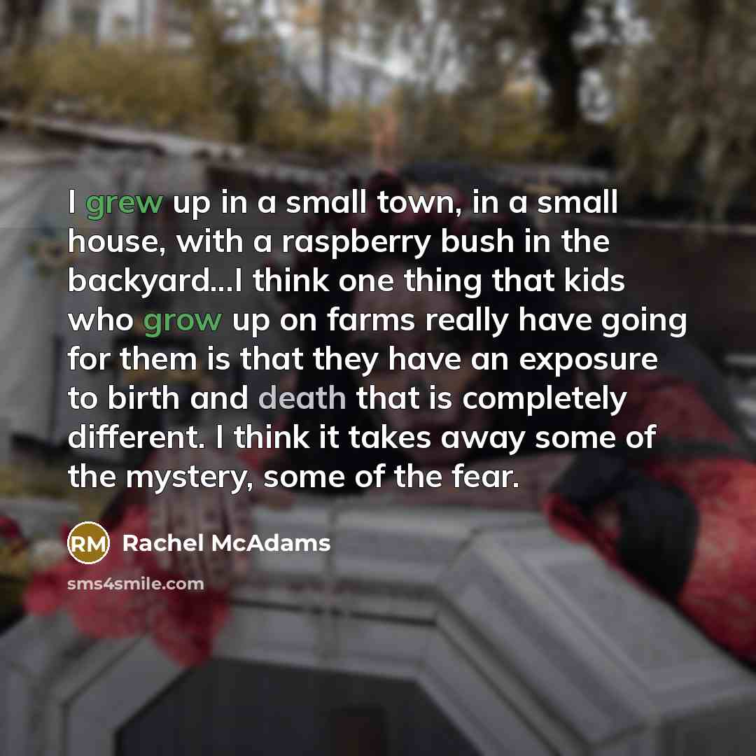 “I grew up in a small town, in a small…” quote by Rachel McAdams