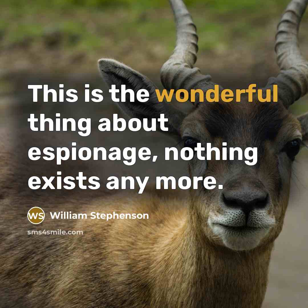 “This is the wonderful thing about espionage, nothing exists any…” quote by William Stephenson