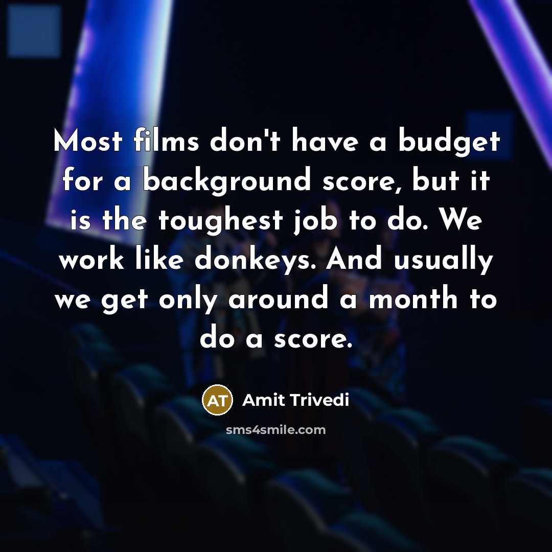 “Most films don't have a budget for a background score,…” quote by Amit Trivedi