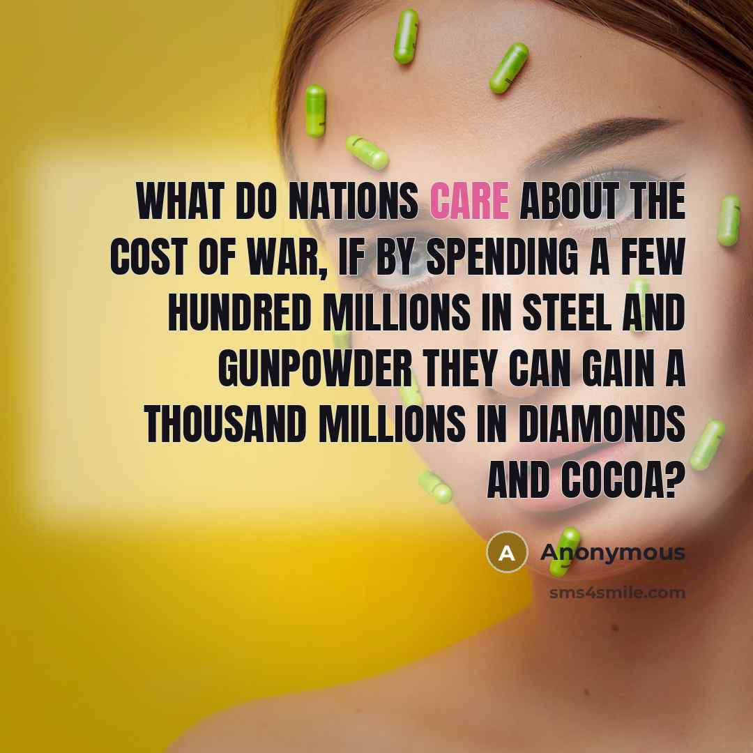 “What do nations care about the cost of war, if…” quote by Anonymous