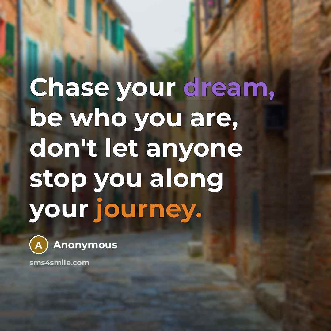 “Chase your dream, be who you are, don't let anyone…” quote by Anonymous