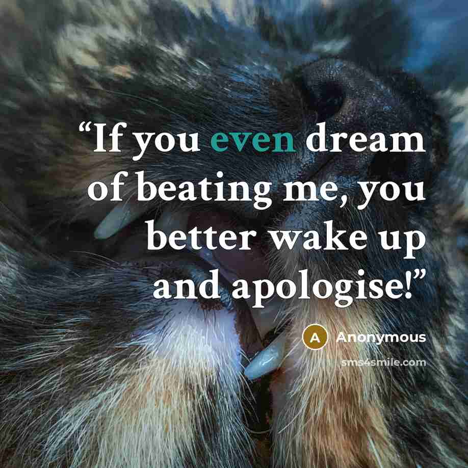 “If you even dream of beating me, you better wake up and apologise!” quote by Anonymous