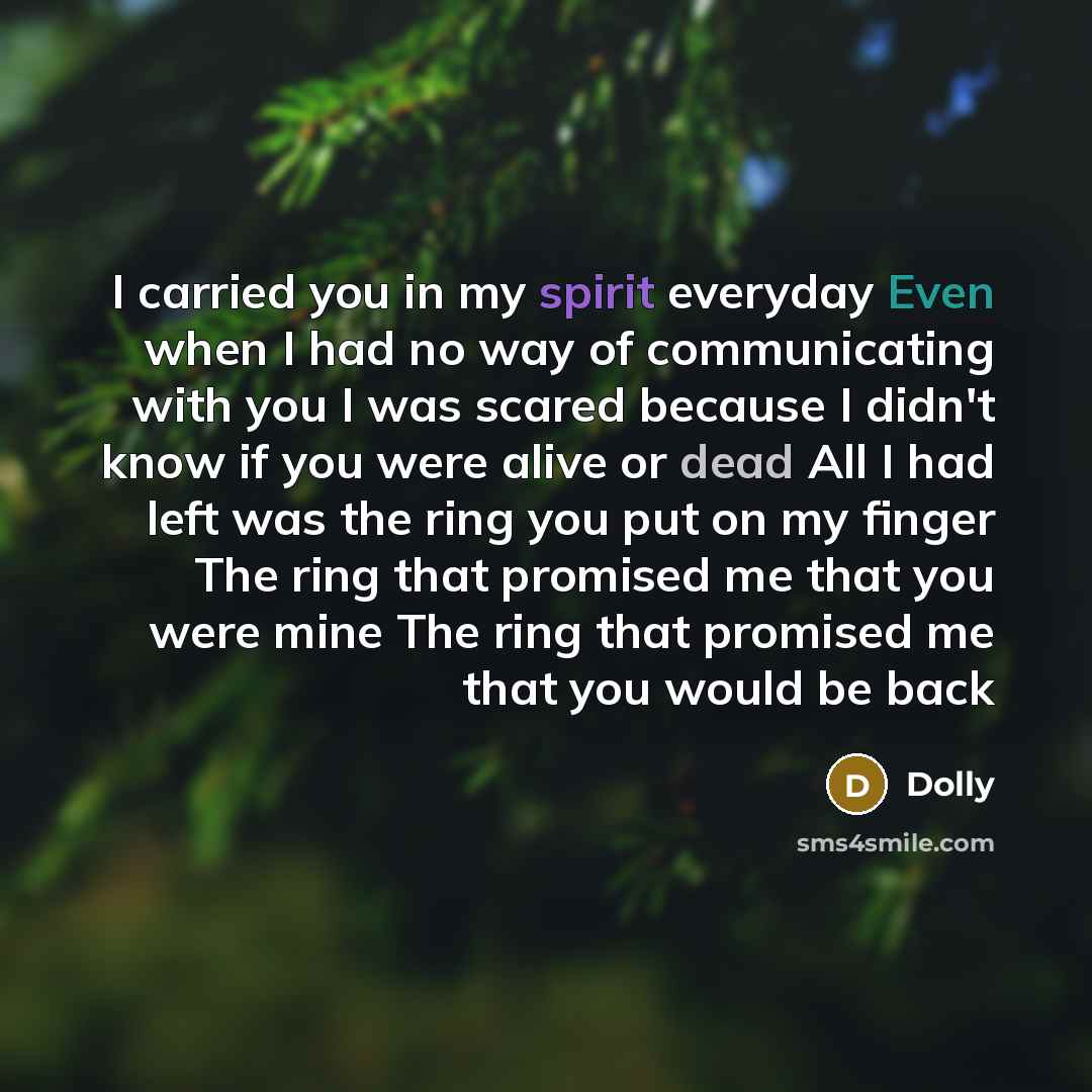 “I carried you in my spirit everyday Even when I…” quote by Dolly