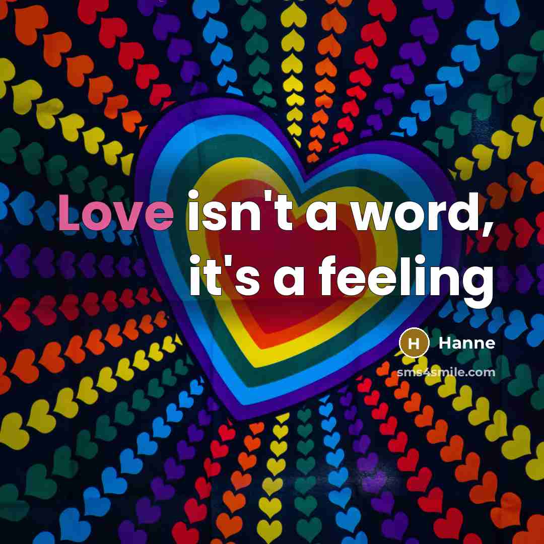 “Love isn't a word, it's a feeling…” quote by Hanne