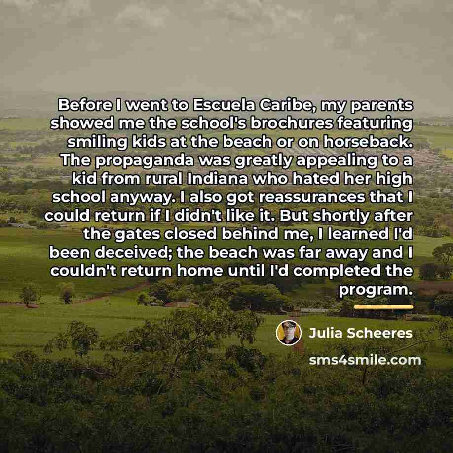 “Before I went to Escuela Caribe, my parents showed me…” quote by Julia Scheeres