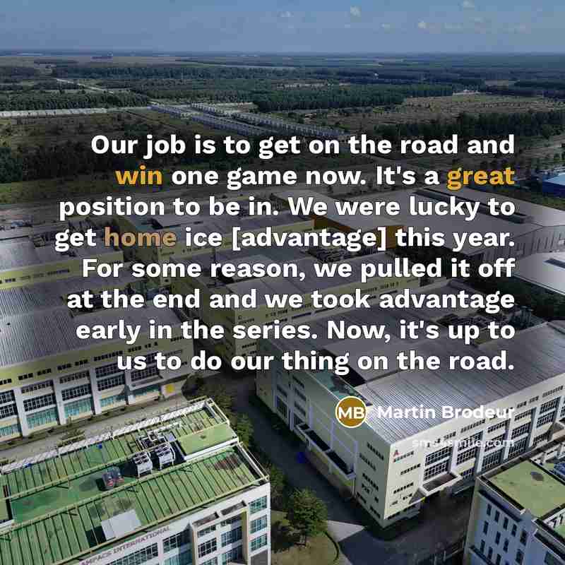 “Our job is to get on the road and win…” quote by Martin Brodeur