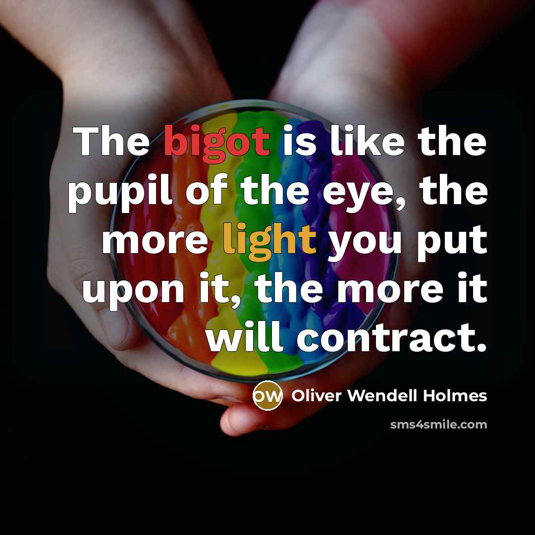 “The bigot is like the pupil of the eye, the…” quote by Oliver Wendell Holmes