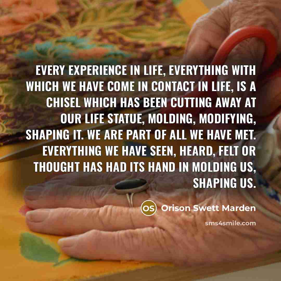 “Every experience in life, everything with which we have come…” quote by Orison Swett Marden