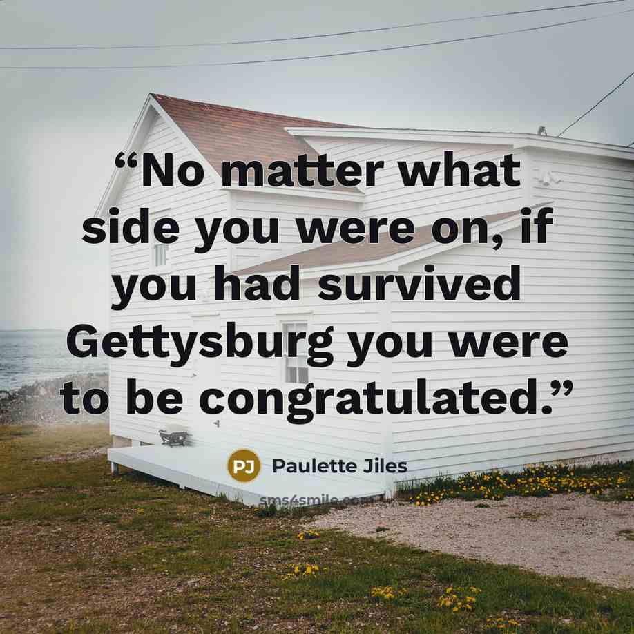 “No matter what side you were on, if you had survived Gettysburg you were to be congratulated.” quote by Paulette Jiles