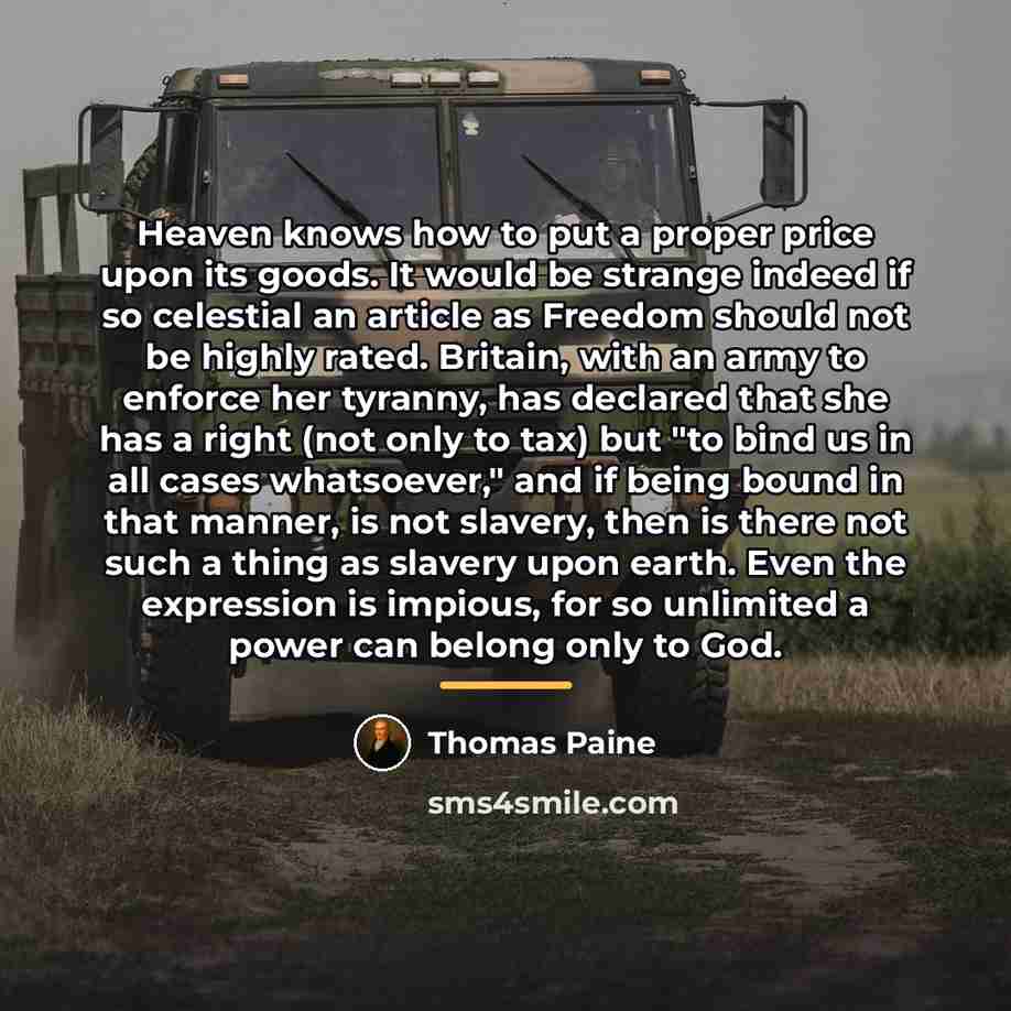 “Heaven knows how to put a proper price upon its…” quote by Thomas Paine