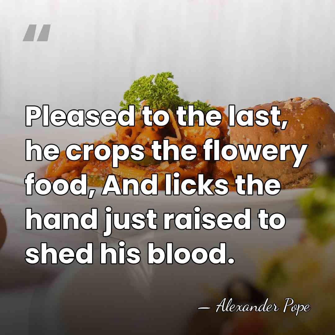 Pleased to the last, he crops the flowery food, And licks the&hellip; - Alexander Pope
