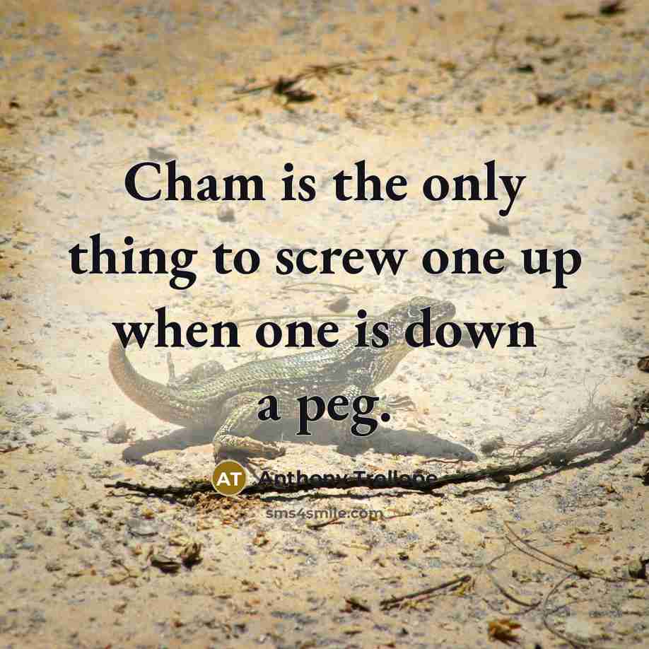 “Cham is the only thing to screw one up when…” quote by Anthony Trollope