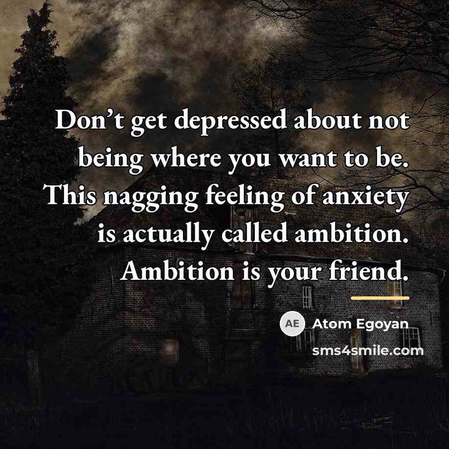 “Don’t get depressed about not being where you want to…” quote by Atom Egoyan
