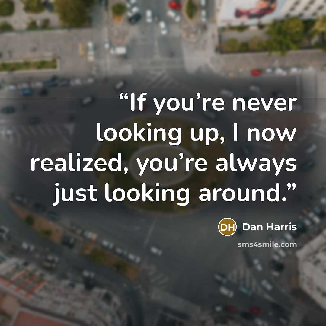 “If you’re never looking up, I now realized, you’re always just looking around.” quote by Dan Harris