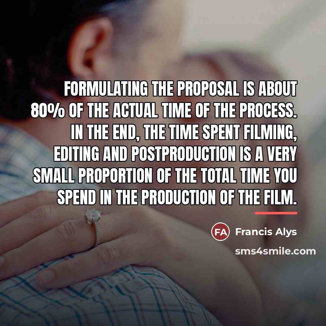 “Formulating the proposal is about 80% of the actual time…” quote by Francis Alys