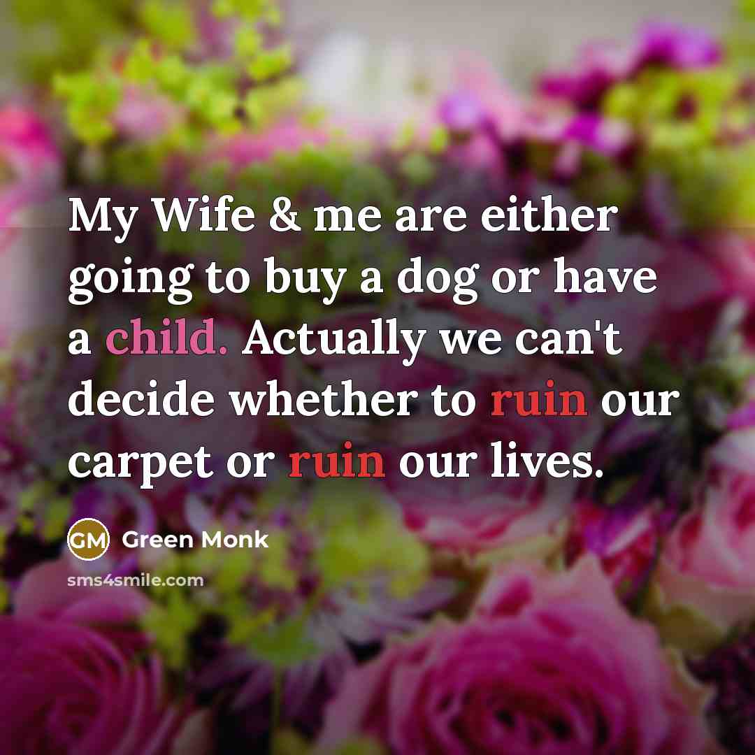 “My Wife & me are either going to buy a…” quote by Green Monk