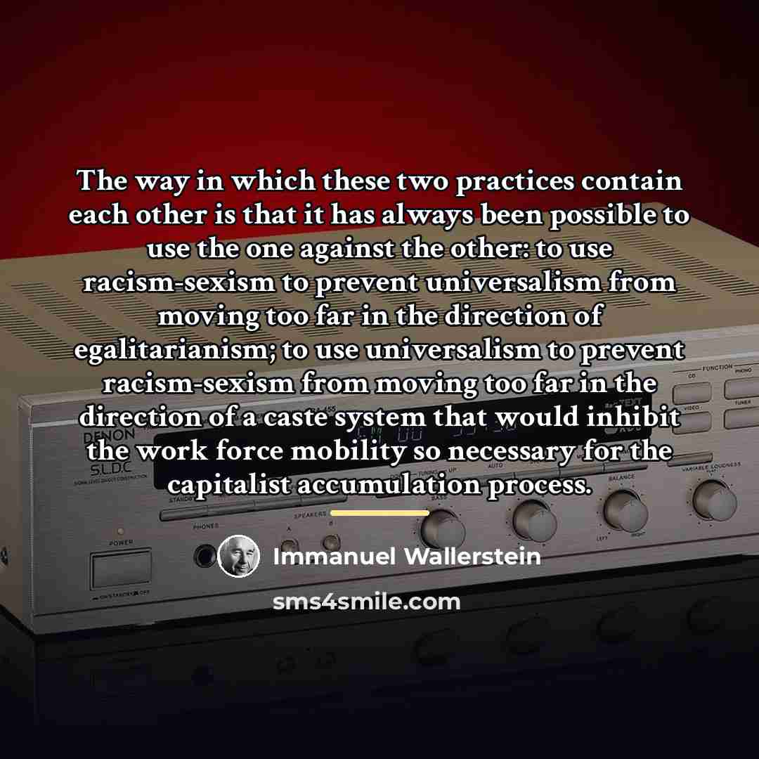 “The way in which these two practices contain each other…” quote by Immanuel Wallerstein