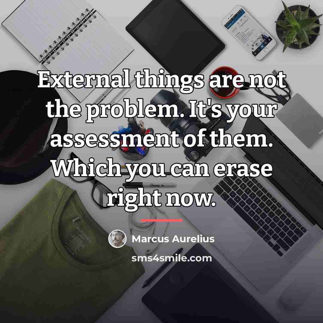 “External things are not the problem. It's your assessment of…” quote by Marcus Aurelius